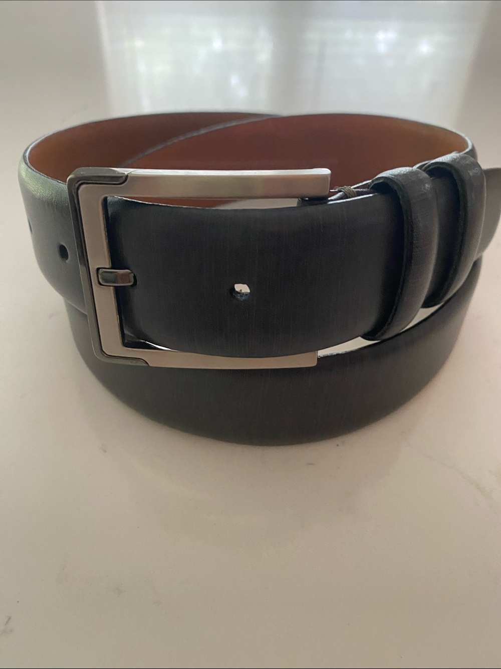 Men’s Trafalgar
 Leather Belt Size 32 Charcoal Grey